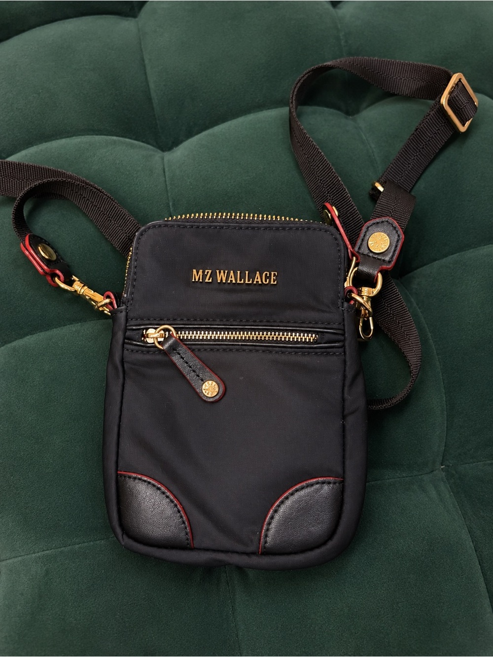 MZ Wallace Black Nylon Crossbody Bag Gold Hardware